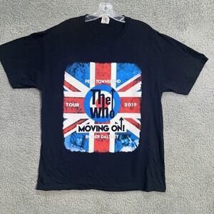 The Who Moving On T Shirt Men's Size L Black 2019 Concert Tour Merch 2-Sided Tee